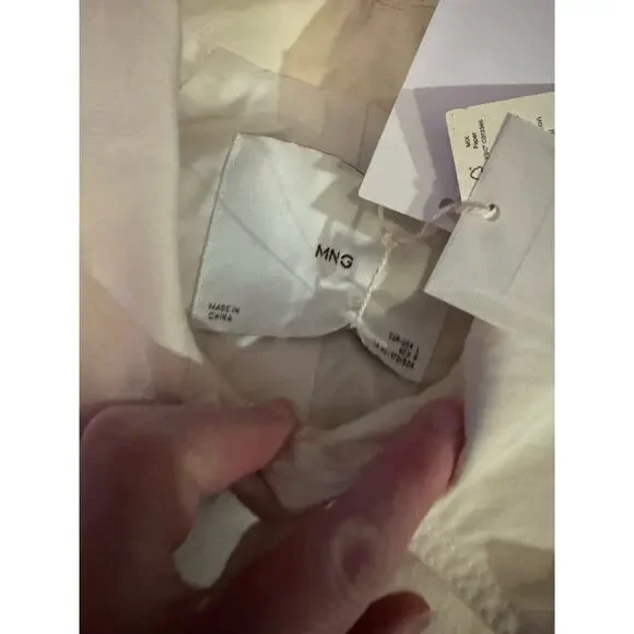 MNG Mango Trench Belted coat Womens Ivory Double Breasted Classic Sz:L - Picture 6 of 9